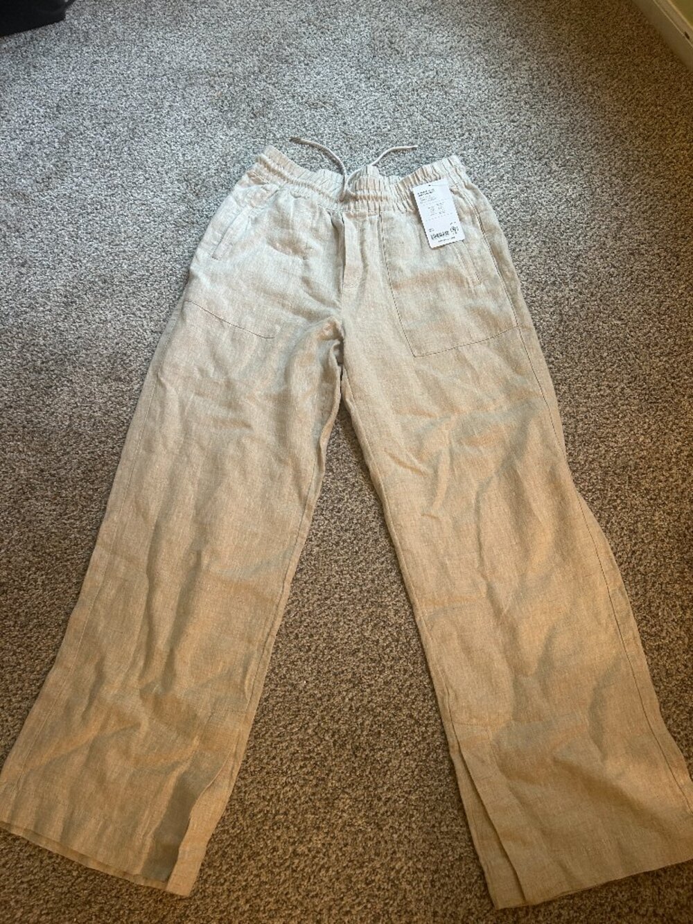 Athlete Retreat Wide Leg Linen Pant Size M